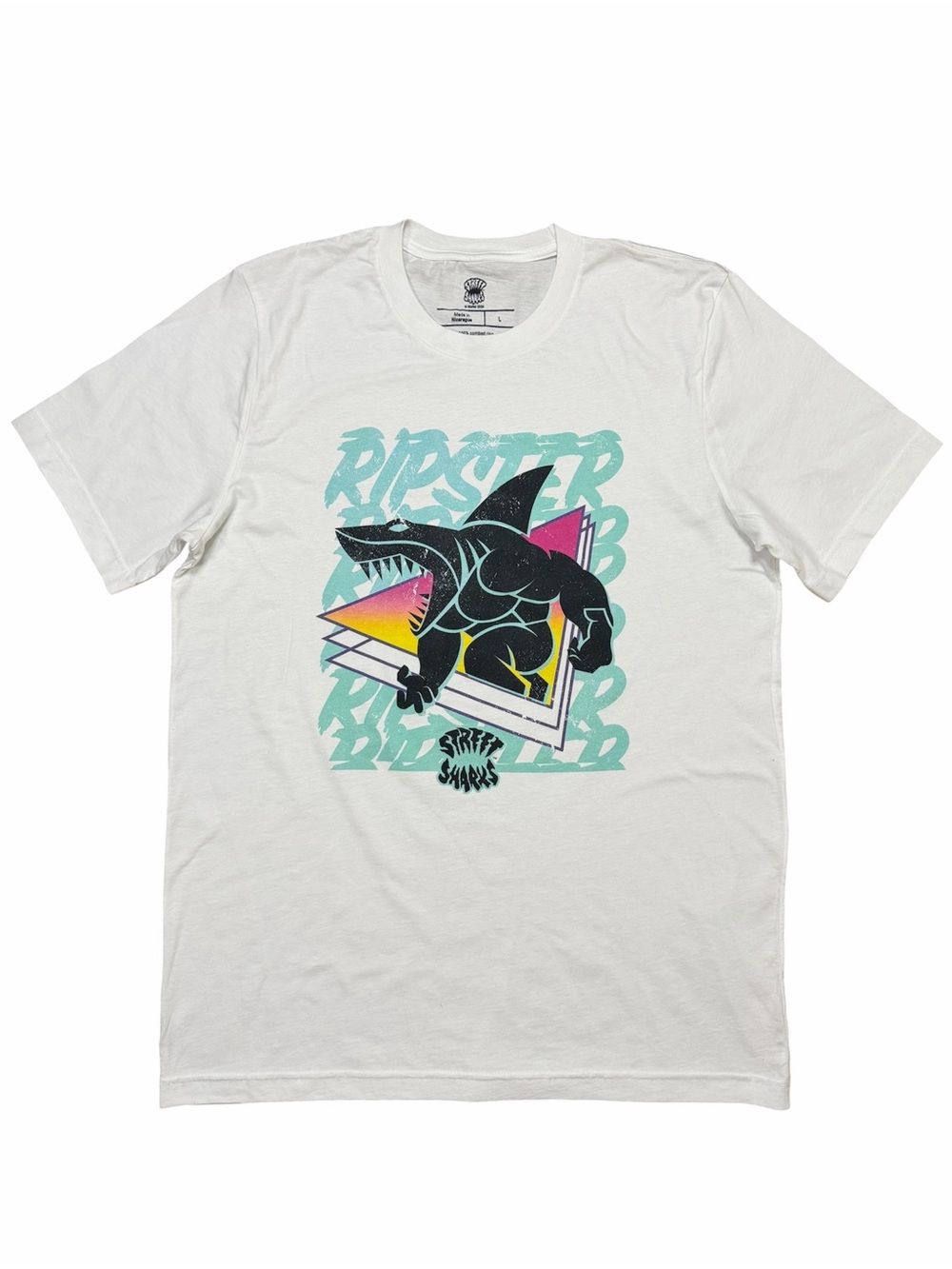 Street Sharks Retro Style White T-shirt by Mattel Men sz. L